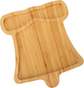 TJ POP Christmas Bell-Shaped Bamboo Serving Platter, Holiday Decorative Jingle Bell Candy Snack Tray, 10” x 9” Natural Wood Serving Tray Cute Charcuterie Board for Cheese, Cookies & Festive Displays