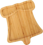 TJ POP Christmas Bell-Shaped Bamboo Serving Platter, Holiday Decorative Jingle Bell Candy Snack Tray, 10” x 9” Natural Wood Serving Tray Cute Charcuterie Board for Cheese, Cookies & Festive Displays