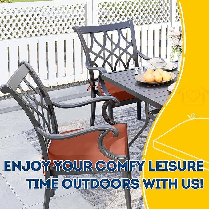 AAAAAcessories Outdoor Seat Cushions for Chairs, Waterproof, Fade-Resistant Patio Furniture Replacement Cushions, 17" x 16" x 2", Set of 2, Rust