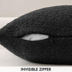 MIULEE Textured Boucle Throw Pillow Cover Black Accent Solid Eruo Sham Pillow Case Decorative Soft Pack of 1 Halloween Couch Cushion Chair Sofa Bedroom Livingroom Home Decor,24x24 Inch