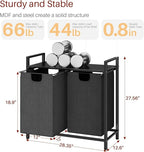 Laundry Basket Organizer, Laundry Hamper with Shelf & 2 Pull-Out Removable Bags, Dirty Clothes Hamper Organizer for Laundry Room Bathroom and Dorm, 2 x 11.8 gallons (44.5L)