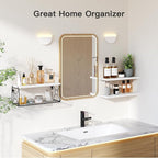 Amada Bathroom Shelves Over Toilet with Storage Basket, Floating Wall Shelves for Home Organization & Wall Decor, Bathroom/Kitchen/Living Room ShelvesWhite