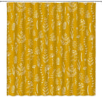 Yellow Herbs Shower Curtain Boho Floral Retro Botanical Vintage Farmhouse Cute Leaves Plant Flowers Bathroom Curtain Set with Hooks(84" Wx70 H)