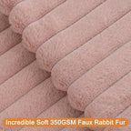 Double-Sided Faux Fur Plush Throw Pillow Covers 12x20 Set of 2 Fuzzy Striped Soft Cozy Pillowcase Luxury Decorative Pillows Rectangle Shaggy Cushion Covers for Couch Sofa Bed,Pink