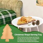 Christmas Tree Shaped Wooden Serving Tray - 12" Charcuterie Board for Cheese, Snacks, Appetizers & Desserts - Holiday Platter with Handles, Christmas Decorative Tray (12 x 8.7 x 0.6 Inches)
