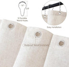 WELTRXE Linen Shower Curtain, Fabric Shower Curtain Set, Rustic Bathroom Decor, Heavy Duty Fabric Water Repellent with 12 Rust-Proof Metal Hooks, for Bathroom Hotel Bathtub, Beige, 72x72 Inch