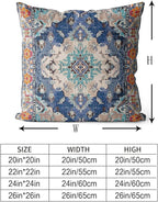 Snycler Boho Throw Pillow Covers 26x26 inch Set of 2 Boho Rug Carpet Double Sided Pattern Cotton Soft Pillow Case Cushion Cover Pillowcase for Couch Sofa Bed Decorative (Blue)