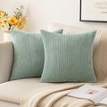MIULEE Pack of 2 Corduroy Soft Soild Decorative Square Throw Pillow Covers Set Cushion Cases Pillowcases for Sofa Bedroom Couch 18 x 18 Inch Greyish Green