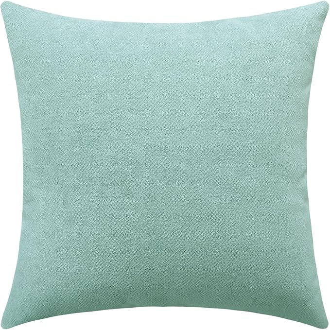 Jeneoo Seafoam Green Decorative Throw Pillow Covers Soft Chenille Comfy Solid Couch Cushion Case Decor (Set of 1, 24 x 24 Inches)