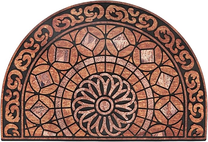 Door Mat Welcome Mat, Heavy Duty Outside Door Mat 23.6 x 35.4 Inch Round Front Door Rug Doormat for Entrance Home Non-Slip Rubber Rug for Front Door, Entryway, Patio (Orange)