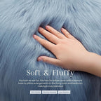 Phantoscope Faux Fur Pillow Cover Decorative Fluffy Throw Pillow Mongolian Luxury Fuzzy Pillow Case Cushion Cover for Bedroom and Couch, Blue 26 x 26 Inches