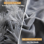 XeGe Faux Fur Throw Pillow Cases, Plush Shaggy Ultra Soft Pillow Covers, Fluffy Crystal Velvet Decorative Pillowcases, Furry Fuzzy Pillow Shams Zipper Closure, Set of 2 (Standard, Light Gray)
