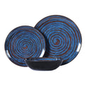 Melamine Dinnerware Set, 12-Piece Plates and Bowls Set, Blue Threaded Plastic Dishes Set, Service for 4, BPA-Free, Dishwasher Safe