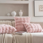 Neelvin Pink Faux Fur Cozy Soft Double-Sided Decorative Throw Pillow Covers 16x16 inch Set of 2,Velvet Pillowcase Cushion Case for Sofa Couch