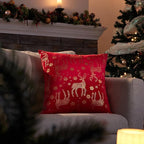 Topfinel Pillow Covers 20x20 Set of 2, Velvet Snowflake Deer Decorative Pillow Case Spring Holiday Decor for Home Couch,Red and Gold