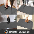 Sturdy Front Door Mat, Absorbent Muddy Dirt Resist Welcome Door Mats Outdoor Indoor, Stain and Fade Resistant, Non-Slip Rubber Backing Low Profile Doormat for Entryway, 60×36, Charcoal