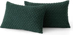 MIULEE Christmas Army Green Throw Pillow Covers Soft Corduroy Decorative Set of 2 Boho Striped Pillow Covers Pillowcases Farmhouse Home Decor for Couch Bed Sofa Living Room 12x20 Inch