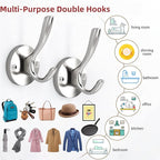 ZUONAI Towel Hooks for Bathrooms Wall Mounted 4 Pack Brushed Nickel Coat Hooks Heavy Duty Towel Wall Hooks for Coats Robes Hats Bath Entryway Cubicle Kitchen