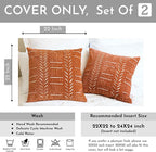 BlissBlush Fall Brick Red Decorative Throw Pillow Covers 22X22, Set of 2, Boho Farmhouse Cushion Cover, Cozy Soft Accent Pillowcase for Couch Sofa Bed Living Room Home Décor