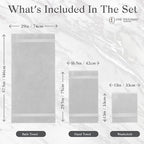 Premium Staple Cotton Bathroom Towel Set - Gray 600 GSM 6-Piece Luxury Bath Towel Set 1 Stripe - 2 Bath Towels, 2 Hand Towels & 2 Washclothes Set - High Absorbent & Quick Dry for Gym, Spa, Hotel