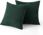 MIULEE Christmas Army Green Throw Pillow Covers Soft Corduroy Decorative Set of 2 Boho Striped Pillow Covers Pillowcases Farmhouse Home Decor for Couch Bed Sofa Living Room 16x16 Inch