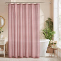 KGORGE Linen Fabric Shower Curtains-Semi Sheer Button Hole Lightweight Waterproof Privacy Linen Blend Shower Curtains Sets for Bathroom Bathtub with 12 Hooks, 72 x 84 inches Long, Dusty Pink, 1 Panel