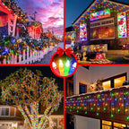 82ft 792 LED 176 Drops Christmas Lights, Outdoor Hanging lights with 8 Modes and Timer Memory, Plug In Outside Waterproof Curtain String Lights for House Fence Tree Holiday Decorations (Multicolor)