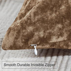 PHF Truly Velvet Throw Pillow Covers, 24"x24", No Insert, 2 Pack Color Gradient Cushion Covers, Ultra Soft Cozy Square Covers Shell for Luxurious Home Decorative, No Shedding, No Pilling, Khaki