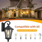 YSN 2 Pack Dusk to Dawn Outdoor Light Fixture Wall Mount Porch Lights Weather Resistant Exterior Sconce Light, Waterproof Wall Lantern for Porch, Garage, Backyard, Walkway, E26 Socket, Black
