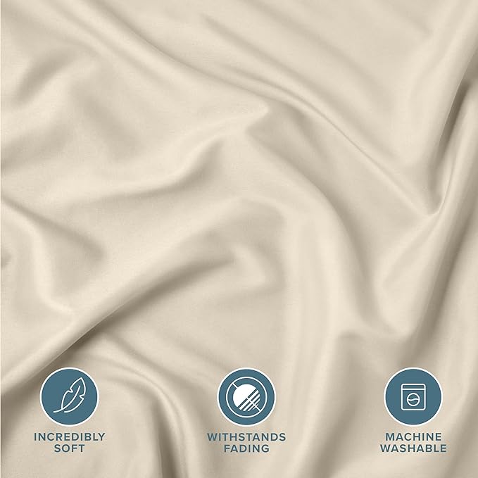 Bare Home Standard Pillow Sham Covers - Set of 2 - Premium 1800 Ultra-Soft Microfiber - Double Brushed - Stain & Fade Resistant - Bed Pillow Shams - Pillows Not Included (Set of 2, Sand)