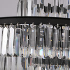 Black Modern Style Crystal Chandeliers & LightsRound Hanging Classic, Pendant Ceiling Chandelier Lighting Fixture 5-Tier for Dining Room Living Room(24 inch,Black)