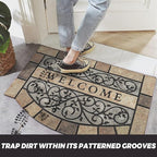 New Large 36"x24" Heavy Duty Welcome Mat Outdoor with Non-Slip Rubber Backing - Durable Outdoor Door Mat for Front Door Entrance, Garage, Patio & High Traffic Areas - Stone Scroll Design