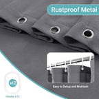 Grey Linen Shower Curtain for Bathroom Cream Boho Farmhouse Shower Curtains Natural Aesthetic Bath Decor Weighted Cloth Fabric Linen Textured Bath Curtain Liner with Hooks Set, Gray, 78 Inch