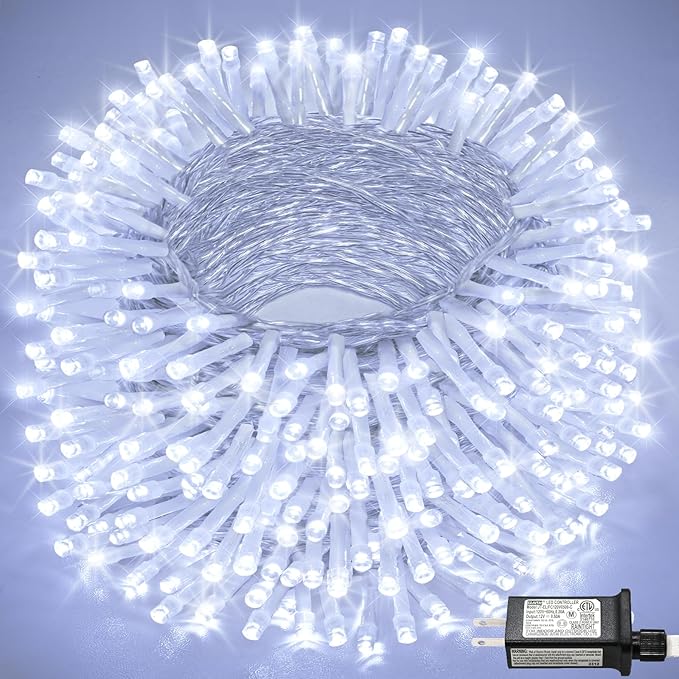 Christmas Lights Indoor, 132FT 400 LED Outdoor String Lights with 8 Modes Waterproof, Plug in Fairy Twinkle Lights Clear Wire for House Bedroom Patio Window Garden Wedding Decorations