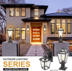 Outdoor Lights Fixtures Wall Mount, Outdoor Wall Lantern with Water Ripple Glass, Waterproof Outside Exterior Wall Sconce Lights Fixture for House, Front Porch, Patio, Matte Black
