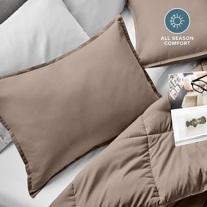 Bare Home King Pillow Shams - Set of 2 - Premium 1800 Ultra-Soft Microfiber - Double Brushed - Bed Pillow Shams (Taupe, King)