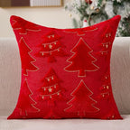 Christmas Pillow Covers 18x18 inch Set of 2 Soft Plush Faux Fur Christmas Decor Red Xmax Tree Yellow Colored Lights Decoration Throw Pillow Case for Winter Holiday Sofa Living Room PT013B18