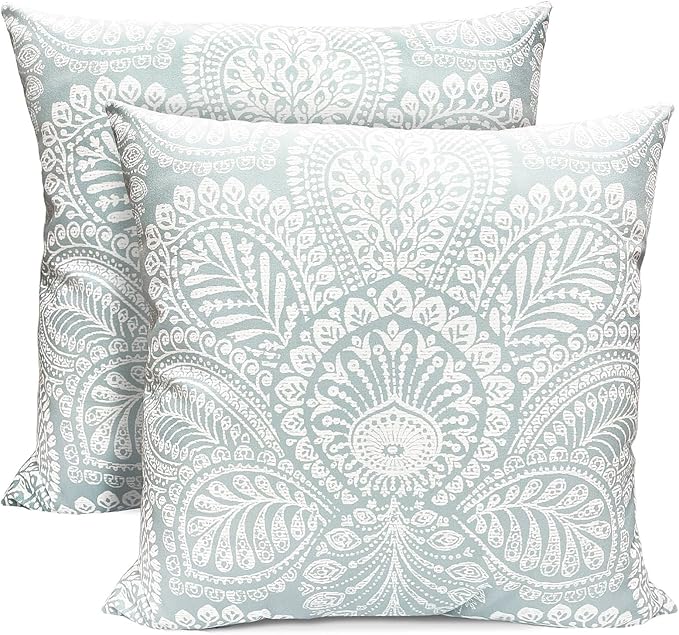 Decorative Throw Pillow Covers Set of 2 Light Blue Retro Pillow Covers 20x20 inch Super Soft Short Plush Square Throw Pillows,Farmhouse Outdoor Boho Pillow Covers for Couch Living Room