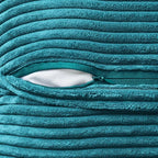 MIULEE Decorative Throw Pillow Covers for Couch Bed Livingroom 16x16 Inch Set of 2 Teal Blue Boho Accent Throw Pllows Broadside Striped Patchwork Soft Corduroy Summer Coastal Pillowcases