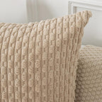 Kevin Textile Throw Pillow Covers Soft Corduroy Decorative Set of 2 Boho Striped Pillow Covers Pillowcases Farmhouse Home Decor for Couch Bed Sofa Living Room 20x20 Inch Beige