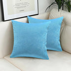 Jeneoo Sky Blue Decorative Throw Pillow Covers Soft Chenille Comfy Solid Sea Couch Cushion Case Decor (Set of 2, 16 x 16 Inches)