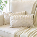 OTOSTAR Set of 2 Xmas Soft Plush Short Wool Velvet Decorative Throw Pillow Covers Square Luxury Style Cushion Case Pillow Shell for Sofa Bedroom Christmas Tree and Elk Cream Beige, 12x20 Inch