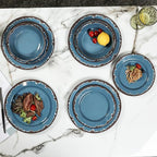 Melamine Dinnerware Set - Yinshine 12-Piece Dishes Set,Shatterproof Plates and Bowls Sets, Lightweight,Unbreakable,Dishwasher Safe,Blue