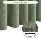 Inhousolu Fabric Shower Curtain Waffle Weave, Sage Green 230 GSM Heavy Duty, Weighted Hem, 20 Metal Hooks, Water Repellent, Machine Washable, Hotel Spa Luxury Bath Curtain Set, 108 x 72 Inch