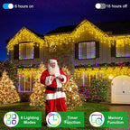 82ft 792 LED 176 Drops Christmas Lights, Outdoor Hanging lights with 8 Modes and Timer Memory, Plug In Outside Waterproof Curtain String Lights for House Fence Tree Holiday Decorations (Warm White)