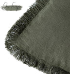 Foindtower Set of 2 Decorative Linen Fringe Throw Pillow Covers Cozy Farmhouse Cushion Cover with Tassels Accent Pillowcase for Couch Chair Sofa Bed Living Room Home Decor,16×16 Inch,Dark Olive Green
