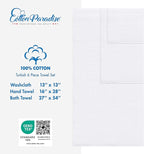 Cotton Paradise 6 Piece Towel Set, 100% Cotton Soft Absorbent Turkish Towels for Bathroom, 2 Bath Towels 2 Hand Towels 2 Washcloths, White Towel Set