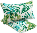 Water Resistant Outdoor Lumbar Pillows for Patio Furniture,12x20 Inch Decorative Pillows Set of 2 with Insert,Hidden Zipper Headrests for Sofa Couch Chair(Palm Leaf)