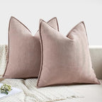 MIULEE Pack of 2 Blush Pink Decorative Pillow Covers 18x18 Inch Soft Chenille Luxurious Couch Throw Pillows Farmhouse Cushion Covers with Elegant Design for Sofa Bedroom Living Room Home Decor