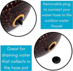 BIRDROCK HOME Water Hose Holder - Decorative Metal Pot, Indoor or Outdoor, Garden Storage Organizer, Patio Portable Bucket - Distressed Bronze, Holds up to 200ft Hoses, Large with Lid